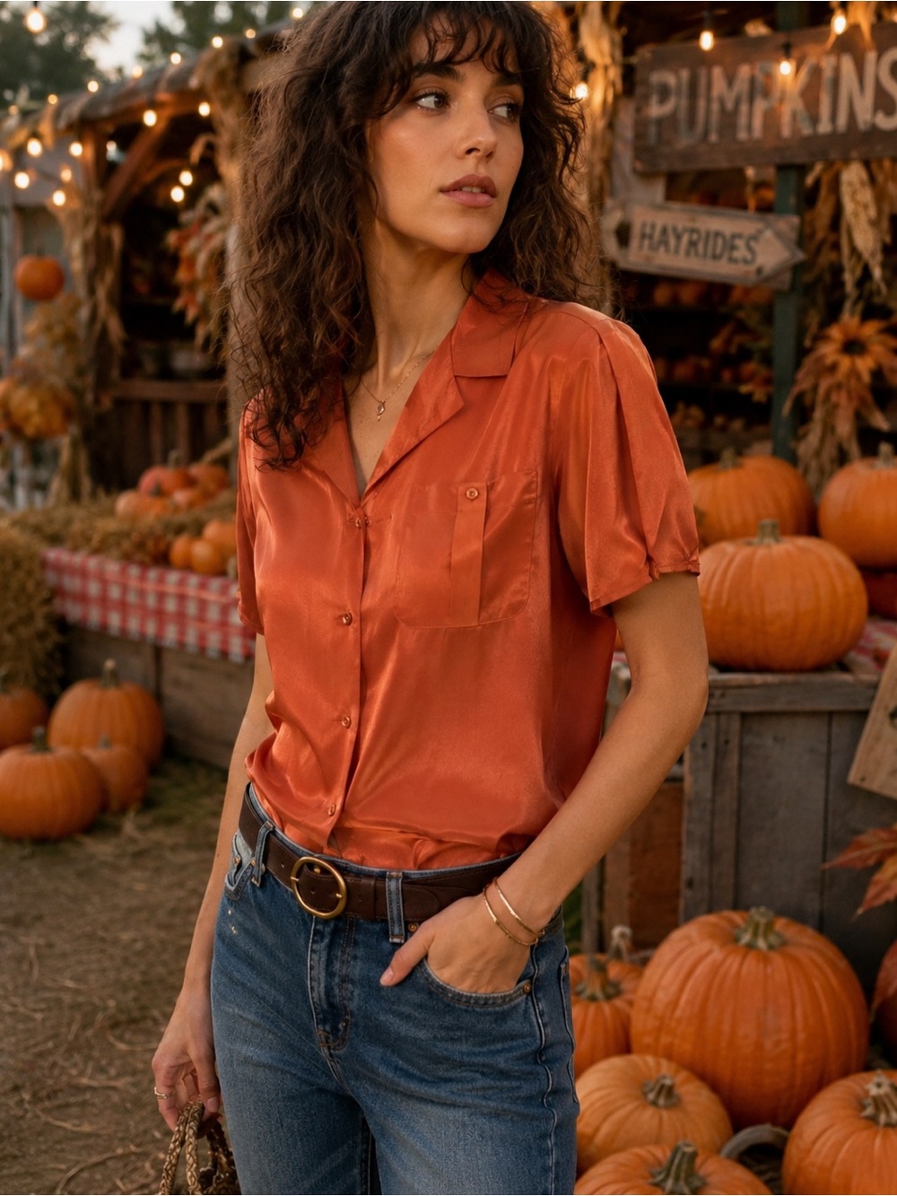 1980s Silk Blouse with Pinned Shoulders